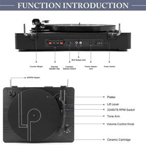 img 2 attached to 🎵 LP&No.1 Блютуз Тюрнтейбл HiFi Система: Ретро Ременной Привод Граммофон с Компактными Колонками, Регулируемым Рычагом Балансировки, 3 Скоростями, Из Массива Дерева (Черный)