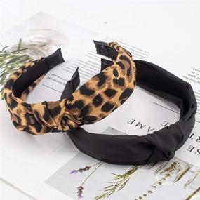 img 1 attached to 2PCS Wide Black Knotted Headbands for Women Leopard Print - KICOSY Fashion Headbands for Women