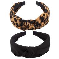 2pcs wide black knotted headbands for women leopard print - kicosy fashion headbands for women logo