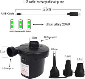 img 4 attached to 🔌 Высокоэффективный USB-заряжаемый насос для надувных изделий - портативный насос мощностью 84 Вт, 12 В постоянного тока для диванов, плавательных кругов, плотов, кроватей и игрушек для лодок.