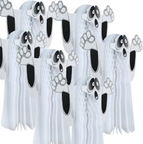 img 4 attached to 👻 UNIQOOO Spooky Halloween Ghost Decoration Set - White Ghost Paper Lanterns, Large 15 X 12 Inch - Black Ghost Windsock - Perfect for Home, Garden, Indoor, Outdoor Hanging Prop, Trick or Treat Kids Party Favor