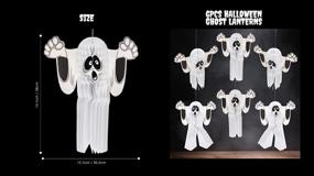 img 1 attached to 👻 UNIQOOO Spooky Halloween Ghost Decoration Set - White Ghost Paper Lanterns, Large 15 X 12 Inch - Black Ghost Windsock - Perfect for Home, Garden, Indoor, Outdoor Hanging Prop, Trick or Treat Kids Party Favor