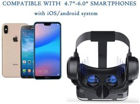 img 4 attached to 🔥 VR Shinecon VR Headset for Phone, Virtual Reality Goggles System 3D Glasses Set for Android & iPhone, iOS Compatible with 4.7-6.0 inch Smartphones - Black