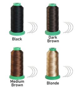 img 1 attached to Young Hair Elastic Nylon Sewing Thread - 1700 👧 Meters, 3pcs 9cm Curl Needles - Ideal for Wig Making (Blonde)