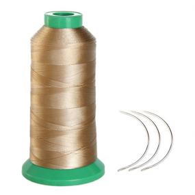img 2 attached to Young Hair Elastic Nylon Sewing Thread - 1700 👧 Meters, 3pcs 9cm Curl Needles - Ideal for Wig Making (Blonde)