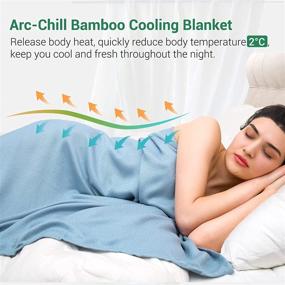 img 2 attached to 🌿 Elegear 100% Bamboo Cooling Blanket: Super Soft Breathable Summer Blanket for Hot Sleepers - Queen Size, Lightweight & All-Season Uses - Blue, 79"x86