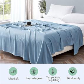 img 1 attached to 🌿 Elegear 100% Bamboo Cooling Blanket: Super Soft Breathable Summer Blanket for Hot Sleepers - Queen Size, Lightweight & All-Season Uses - Blue, 79"x86