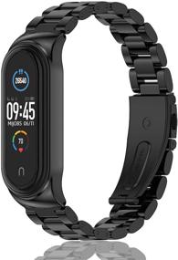 img 4 attached to Металлический ремешок из нержавеющей стали для Xiaomi Mi Band 6 5 4 3, запасной браслет на запястье для Mi Smart Band 5