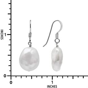 img 1 attached to 💎 Kyoto Pearl Freshwater Cultured Coin Pearl Fish-Hook Earrings - 925 Sterling Silver (12mm), Elegant Drop Dangle Design