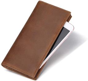 img 2 attached to JEEBURYEE Vintage Genuine Men's Checkbook Wallet with Blocking Technology - Essential Accessory