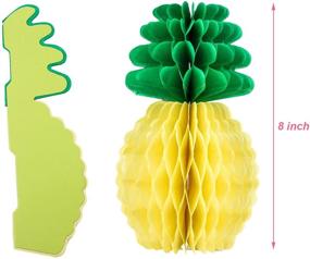 img 2 attached to 🍍 42-Piece Hawaiian Tropical Party Decoration Set: 6 Tissue Pineapples, 18 Faux Palm Leaves, and 18 Artificial Hibiscus Flowers