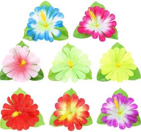img 1 attached to 🍍 42-Piece Hawaiian Tropical Party Decoration Set: 6 Tissue Pineapples, 18 Faux Palm Leaves, and 18 Artificial Hibiscus Flowers