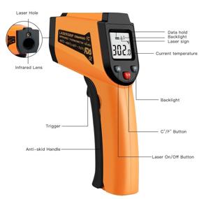 img 3 attached to Digital Laser Infrared Thermometer Gun for Kitchen -50°C to 400°C with LCD Display