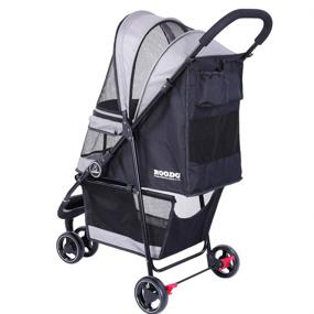 img 3 attached to 🐾 ROODO Lightweight Travel System Foldable Escort 3-Wheel Pet Stroller for Small to Medium Dogs, Cats, and Kittens with Cup Holder