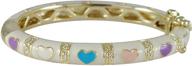 💖 ivy and max gold finish white enamel multi-color hearts girls bangle bracelet: stylish and durable accessory for girls logo