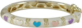 img 4 attached to 💖 Ivy and Max Gold Finish White Enamel Multi-Color Hearts Girls Bangle Bracelet: Stylish and Durable Accessory for Girls
