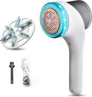 🧼 kumbazz fabric shaver fuzz remover, electric lint remover with 6-leaf blades, led light, usb rechargeable sweater shaver for clothes, bedding, and furniture - efficient and fast, white logo