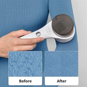 img 1 attached to 🧼 KUMBAZZ Fabric Shaver Fuzz Remover, Electric Lint Remover with 6-Leaf Blades, LED Light, USB Rechargeable Sweater Shaver for Clothes, Bedding, and Furniture - Efficient and Fast, White