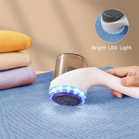 img 2 attached to 🧼 KUMBAZZ Fabric Shaver Fuzz Remover, Electric Lint Remover with 6-Leaf Blades, LED Light, USB Rechargeable Sweater Shaver for Clothes, Bedding, and Furniture - Efficient and Fast, White