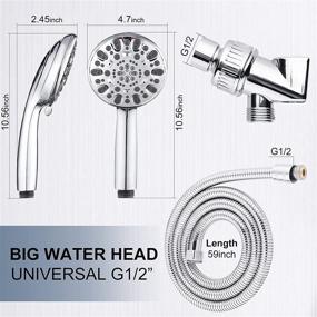 img 1 attached to 🚿 Ultimate High Pressure Handheld Shower Head - 7 Sprays with Extra Long Hose and Adjustable Bracket - 4.7" Detachable Showerhead Combo Set (Silver)