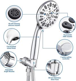 img 2 attached to 🚿 Ultimate High Pressure Handheld Shower Head - 7 Sprays with Extra Long Hose and Adjustable Bracket - 4.7" Detachable Showerhead Combo Set (Silver)