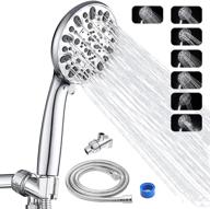 🚿 ultimate high pressure handheld shower head - 7 sprays with extra long hose and adjustable bracket - 4.7" detachable showerhead combo set (silver) logo