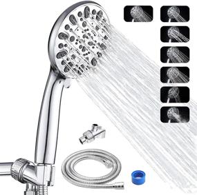 img 4 attached to 🚿 Ultimate High Pressure Handheld Shower Head - 7 Sprays with Extra Long Hose and Adjustable Bracket - 4.7" Detachable Showerhead Combo Set (Silver)