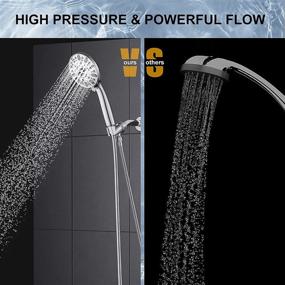 img 3 attached to 🚿 Ultimate High Pressure Handheld Shower Head - 7 Sprays with Extra Long Hose and Adjustable Bracket - 4.7" Detachable Showerhead Combo Set (Silver)