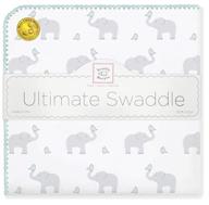 👶 swaddledesigns ultimate winter swaddle: x-large receiving blanket, made in usa, premium cotton flannel (elephant and seacrystal chickies) - mom's choice award winner логотип