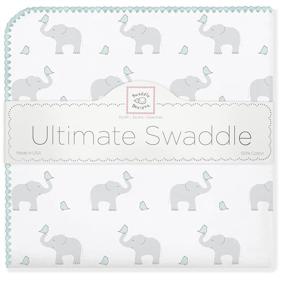 img 2 attached to 👶 SwaddleDesigns Ultimate Winter Swaddle: X-Large Receiving Blanket, Made in USA, Premium Cotton Flannel (Elephant and SeaCrystal Chickies) - Mom's Choice Award Winner