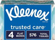 📦 kleenex everyday facial tissues - trusted care, 4 rectangular boxes, 144 tissues per box (576 total tissues) logo