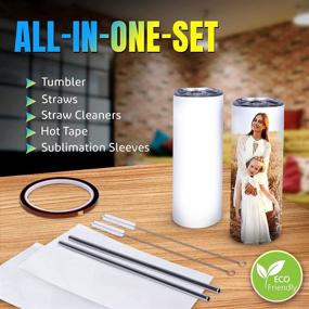 img 3 attached to Personalized Stainless Steel Tumbler Kit - Set of 2, 20 Oz Tumblers with Lids, Reusable Straws, Cleaners, and Sleeves - DIY Sublimation Tumbler by Sky Seas