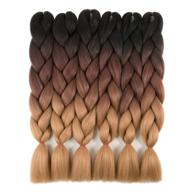 🌈 rayiis ombre braiding hair extensions: 6 packs of 24 inch kanekalon synthetic hair - black-dark brown-light brown logo