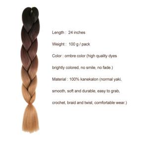 img 2 attached to 🌈 RAYIIS Ombre Braiding Hair Extensions: 6 Packs of 24 inch Kanekalon Synthetic Hair - Black-Dark Brown-Light Brown