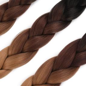 img 1 attached to 🌈 RAYIIS Ombre Braiding Hair Extensions: 6 Packs of 24 inch Kanekalon Synthetic Hair - Black-Dark Brown-Light Brown