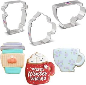 img 3 attached to ☕ 3 Piece Coffee/Tea Cup Cookie Cutter Set by Ann Clark Cookie Cutters with Recipe Booklet - Including Coffee Mug, Latte Cup, and Teacup