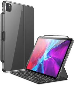 img 4 attached to i-Blason Halo Series Black Clear Protective Case with Pencil Holder for New iPad Pro 12.9 Inch (2020/2018 Release), Compatible with Official Smart Folio and Smart Keyboard Folio