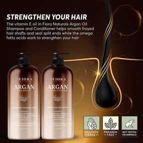 img 3 attached to Fiora Naturals Moroccan Argan Oil Shampoo and Conditioner Set: Hydrating, Moisturizing, and Safe for All Hair Types - Sulfate and Paraben Free - for Men and Women - Ideal for Color Treated Hair (2 x 16 Fl Oz)