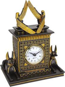 img 3 attached to 🕰️ Exquisite Design Toscano Temple of Anubis Egyptian Revival Desk Mantel Clock - Black and Gold - 8 Inch