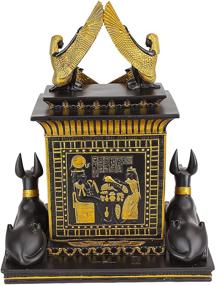 img 1 attached to 🕰️ Exquisite Design Toscano Temple of Anubis Egyptian Revival Desk Mantel Clock - Black and Gold - 8 Inch