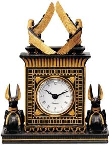 img 4 attached to 🕰️ Exquisite Design Toscano Temple of Anubis Egyptian Revival Desk Mantel Clock - Black and Gold - 8 Inch