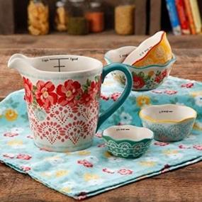 img 2 attached to 🌸 The Pioneer Woman Vintage Floral Measuring Bowl Set: 5-Piece Collection (1)