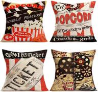 🍿 popcorn movie theme cotton linen vintage clapper board cinema ticket film projector cushion case cover for sofa bed - tlovudori home decor throw pillow covers relaxation gift, 18"x18"" (clapper board) logo