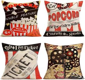 img 4 attached to 🍿 Popcorn Movie Theme Cotton Linen Vintage Clapper Board Cinema Ticket Film Projector Cushion Case Cover for Sofa Bed - Tlovudori Home Decor Throw Pillow Covers Relaxation Gift, 18"x18"" (Clapper Board)