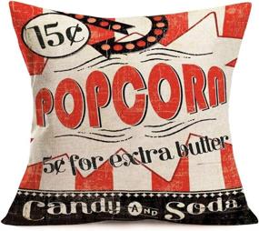 img 2 attached to 🍿 Popcorn Movie Theme Cotton Linen Vintage Clapper Board Cinema Ticket Film Projector Cushion Case Cover for Sofa Bed - Tlovudori Home Decor Throw Pillow Covers Relaxation Gift, 18"x18"" (Clapper Board)