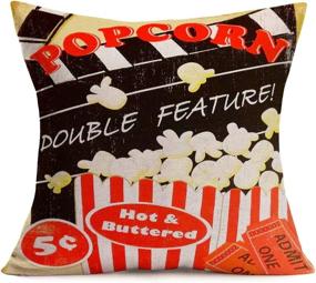 img 3 attached to 🍿 Popcorn Movie Theme Cotton Linen Vintage Clapper Board Cinema Ticket Film Projector Cushion Case Cover for Sofa Bed - Tlovudori Home Decor Throw Pillow Covers Relaxation Gift, 18"x18"" (Clapper Board)