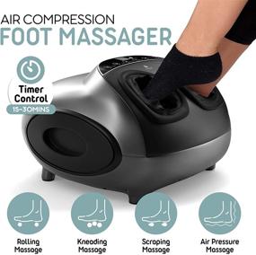 img 3 attached to Ultimate Shiatsu Foot Massager with Heat - Electric Feet Massager for Pain Relief & Circulation - Adjustable Deep Kneading, Rolling, Air Compression - Remote Included - Fits Men Up To Size 12