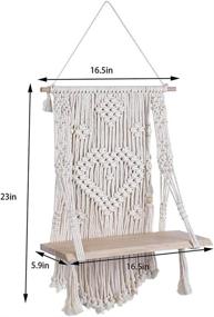 img 1 attached to 🌿 Boho Macrame Wall Hanging Shelf for Small Plants - Handmade Woven Home Organizer Decor with Wooden Floating Storage Shelves - Cotton Rope (16.5Wx23L)