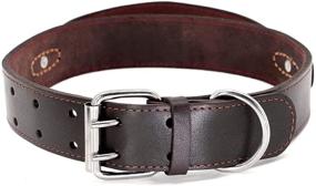 img 1 attached to Genuine Leather Dog Collar with Handle for Walking & Training, Heavy Duty 🐶 Design for Medium & Large Dogs - PET ARTIST | 19-23.5'' Neck Size (1.5'' Width)