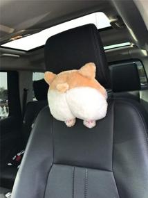 img 1 attached to 🐶 ANJUU 2Pcs Cartoon Corgi Butt Car Neck Pillow - Cute Plush Headrest for Neck Comfort & Travel, Yellow Corgi Design